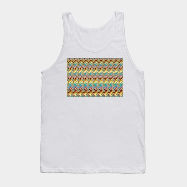 Turquoise and gold geometric pattern Tank Top by pinkal